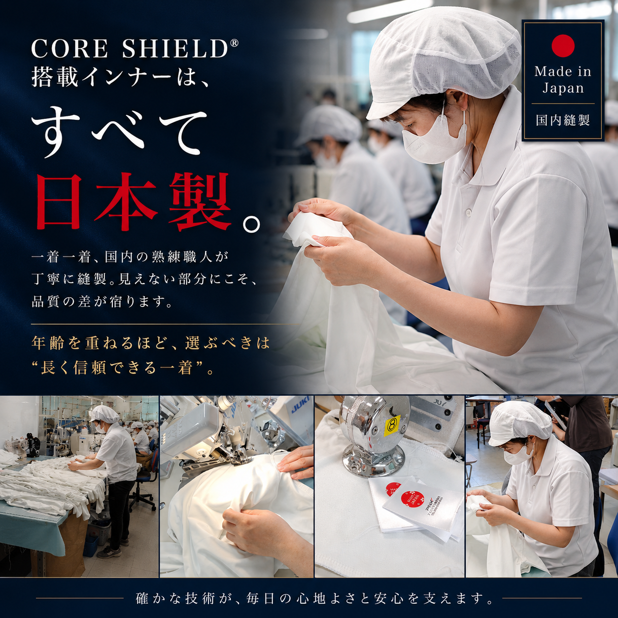 コアシールド メンズ 長袖モックネックインナー 紫外線 近赤外線 同時カット UPF50+ オールシーズン対応 PNXIS