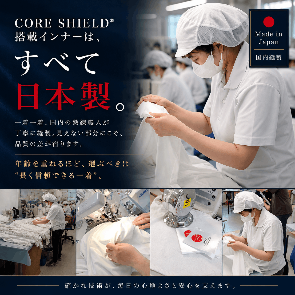 コアシールド メンズ2026 長袖モックネックインナー 紫外線 近赤外線 同時カット UPF50+ オールシーズン対応 UHPISM26